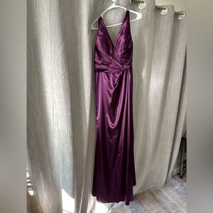 Silky formal dress with corset back - plum
